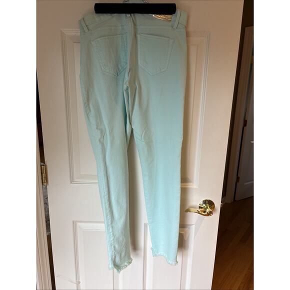 Lilly Pulitzer South Ocean High-Rise Skinny Jeans aqua blue sz 8 raw hem LOGO - Picture 6 of 12